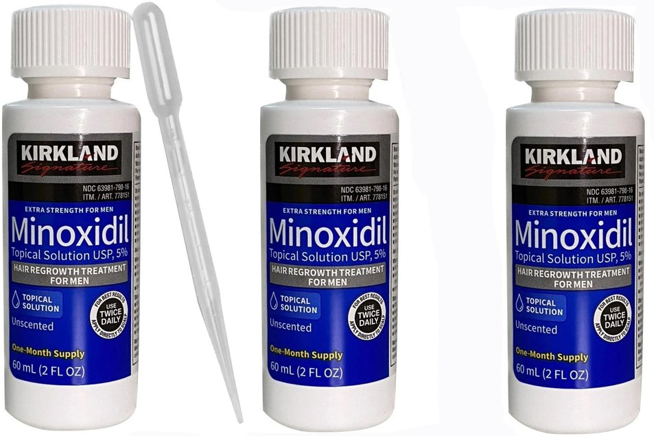 Лосьон Kirkland Minoxidil для роста волос и бороды 3 флаконов + дозатор ...