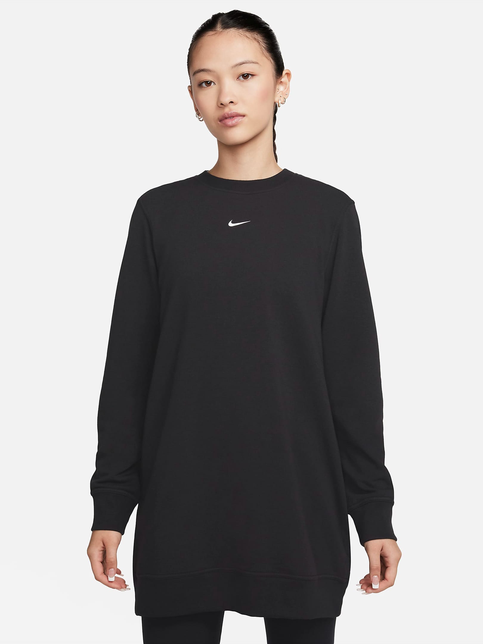 Акція на Свитшот оверсайз женский Nike One Crew Tunic FJ9567-010 XS Черный від Rozetka