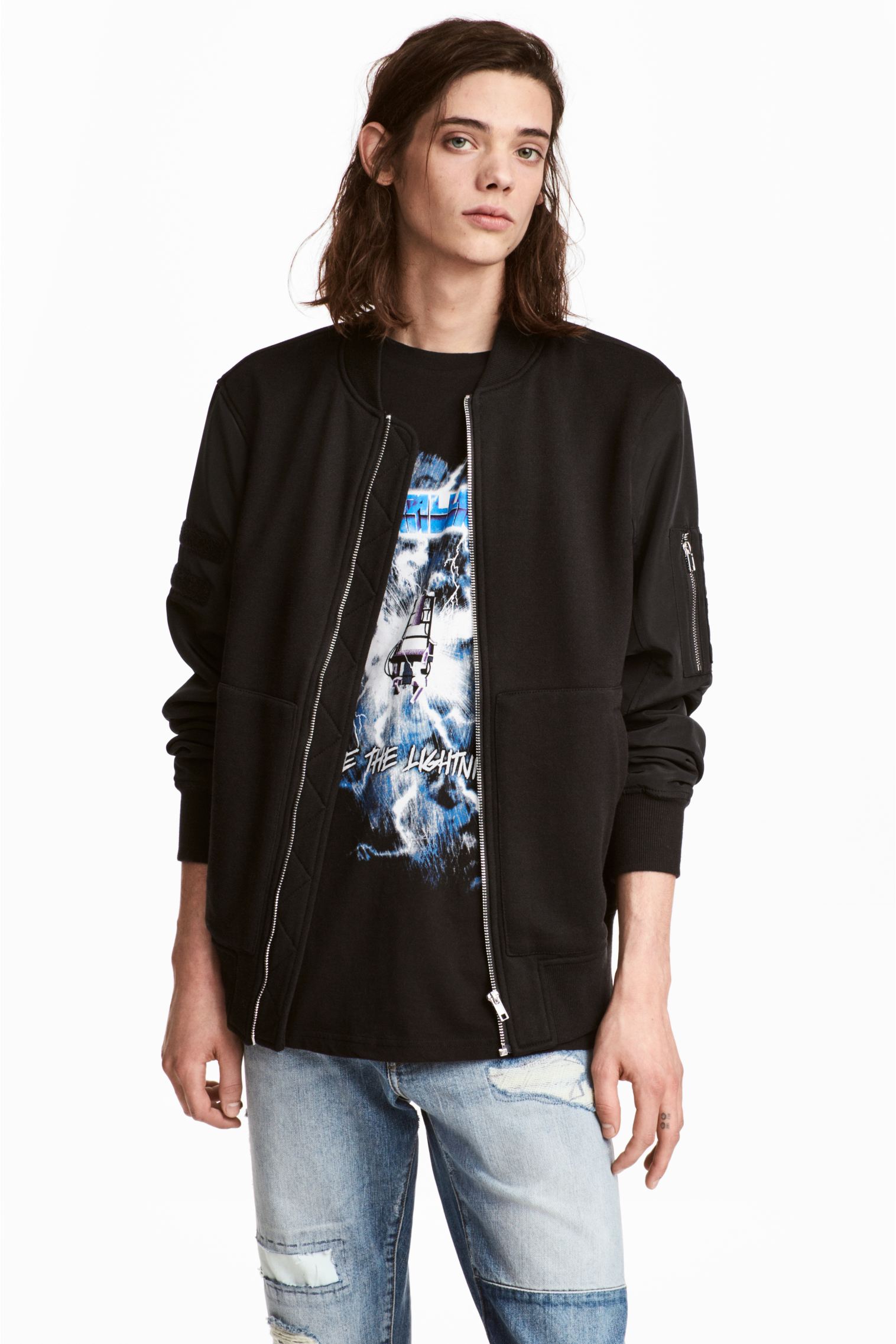 

Бомбер H&M XS черный 411362777