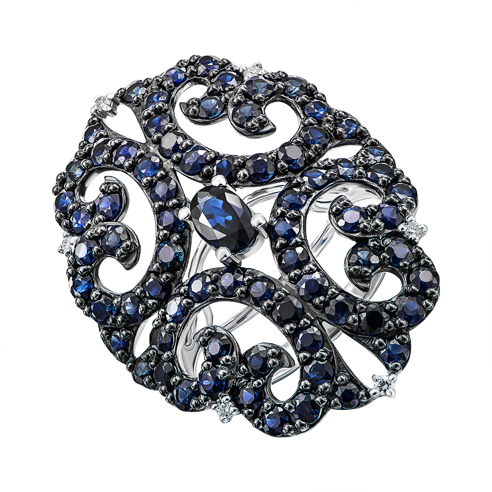 

Кольцо в комбинированном цвете золота с сапфирами и бриллиантами 000136625 17.5 размера