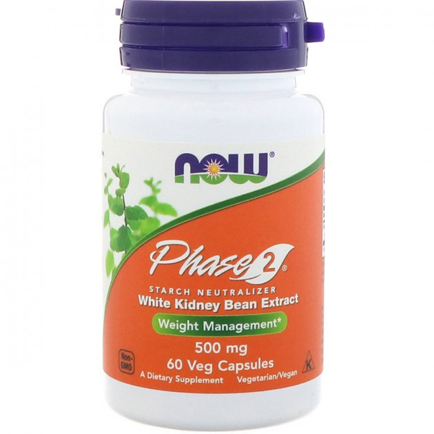 

Нейтрализатор крахмала Now Foods Белая Фасоль Фаза 2 Phase 2 500 мг 60 капсул