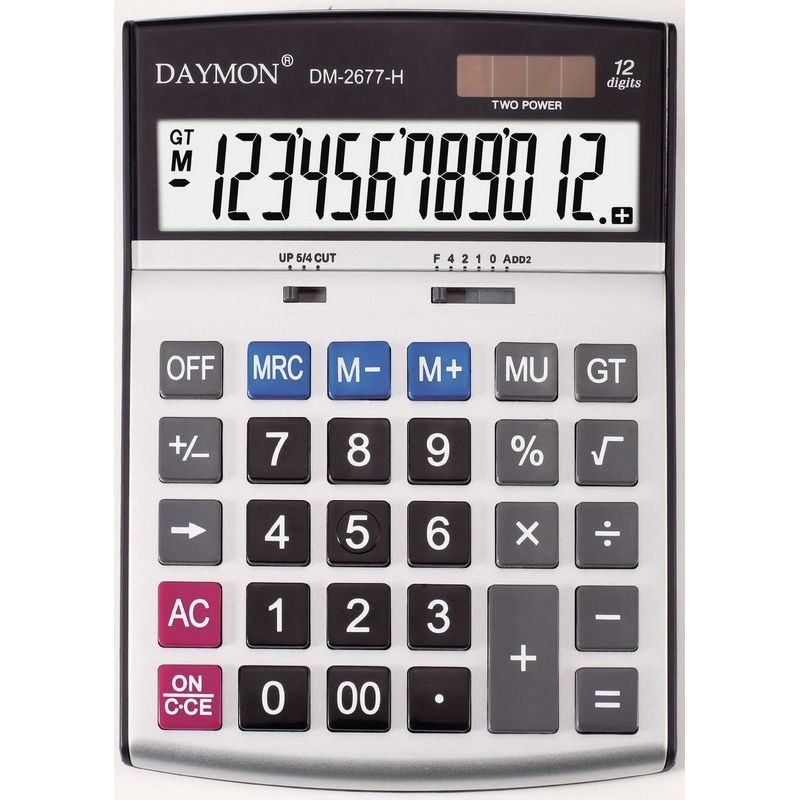 

Калькулятор бухгалтерский Daymon 193х142х27 мм 12 разрядный белый (DМ 2677 Н)