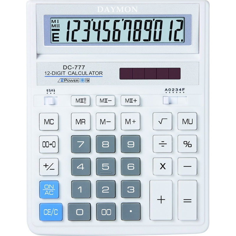 

Калькулятор бухгалтерский Daymon 203x158x31 мм 12 разрядный белый (DC 777WH)