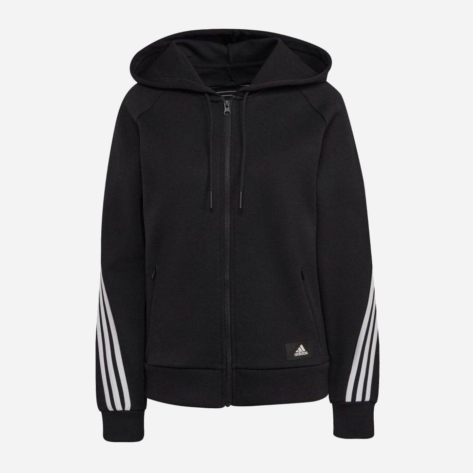 Акція на Толстовка на блискавці з капюшоном жіноча Adidas W Fi 3S Fz Reg H51143 2XS Чорна від Rozetka