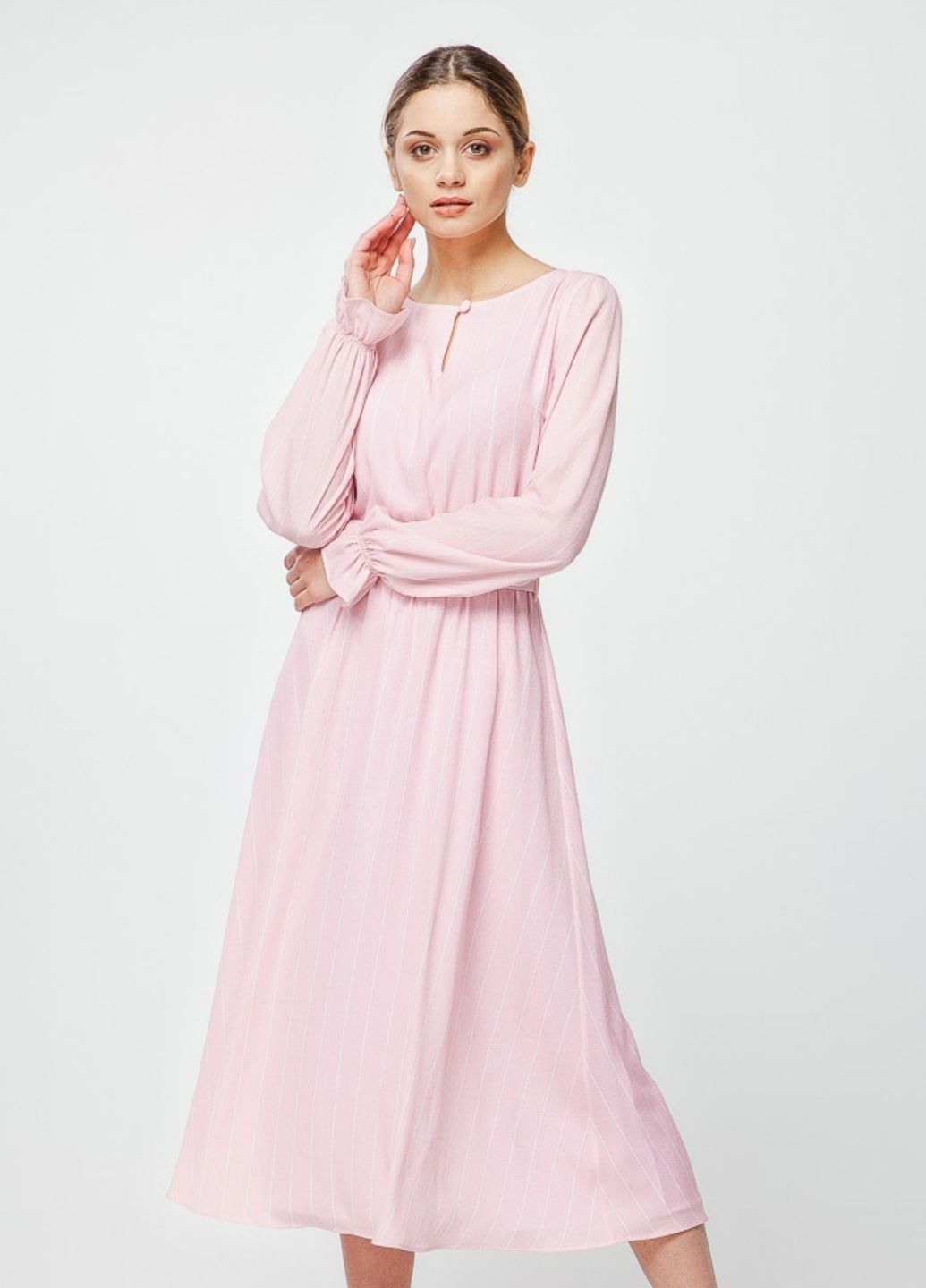 Нежно-розовое платье в полоску Nai Lu-na, NL3629-1 L от продавца ...