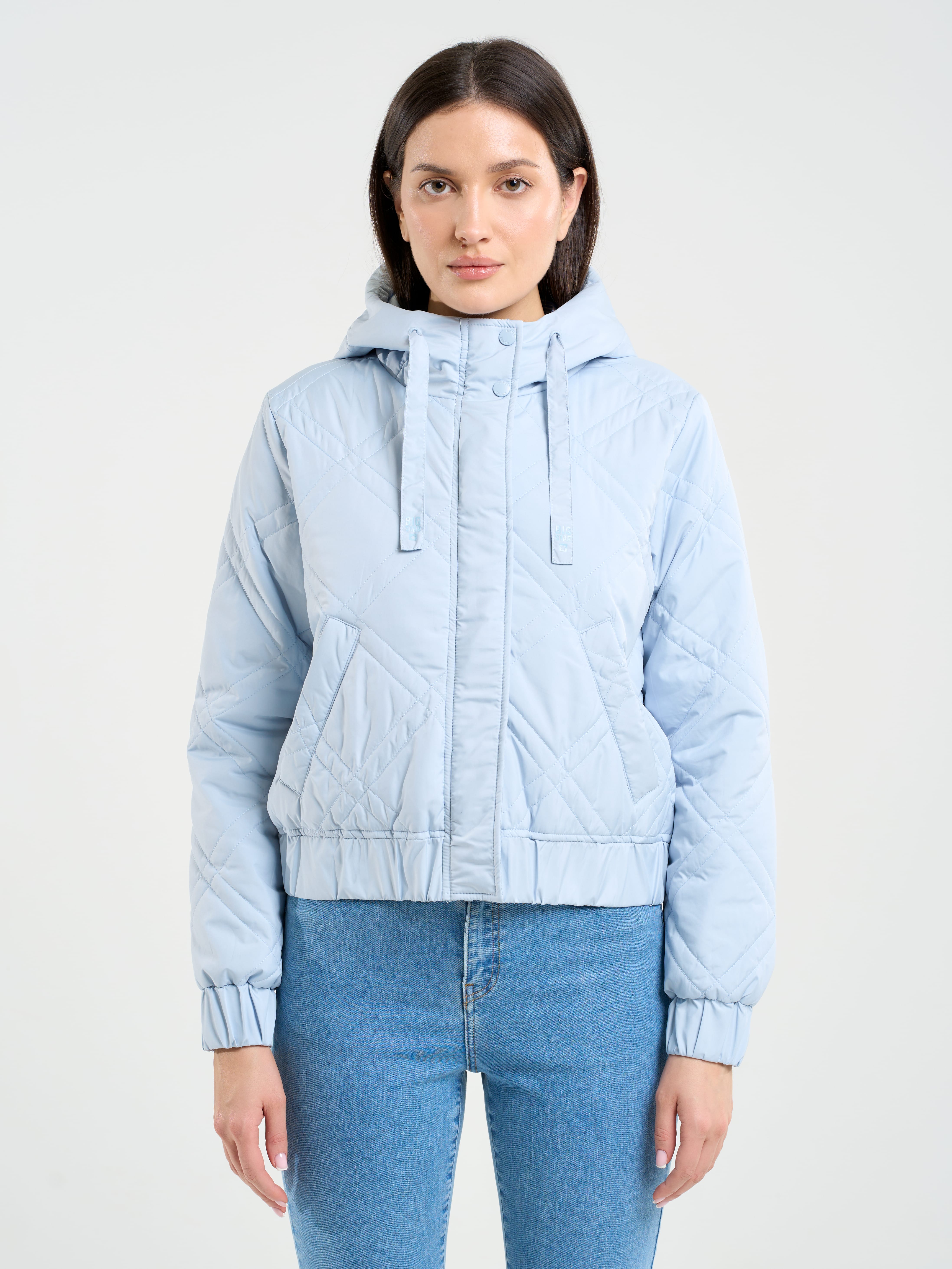Акция на Куртка демісезонна коротка з капюшоном жіноча Big Star Taina-401 XL Синя от Rozetka