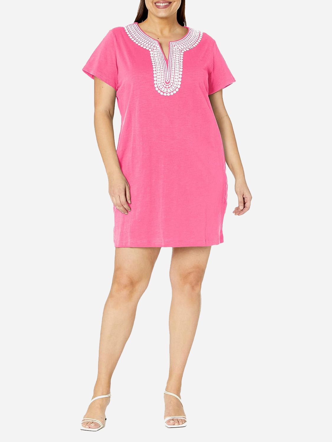 Акция на Сукня-футболка коротка літня жіноча Tommy Hilfiger 252402463 1X Рожева от Rozetka