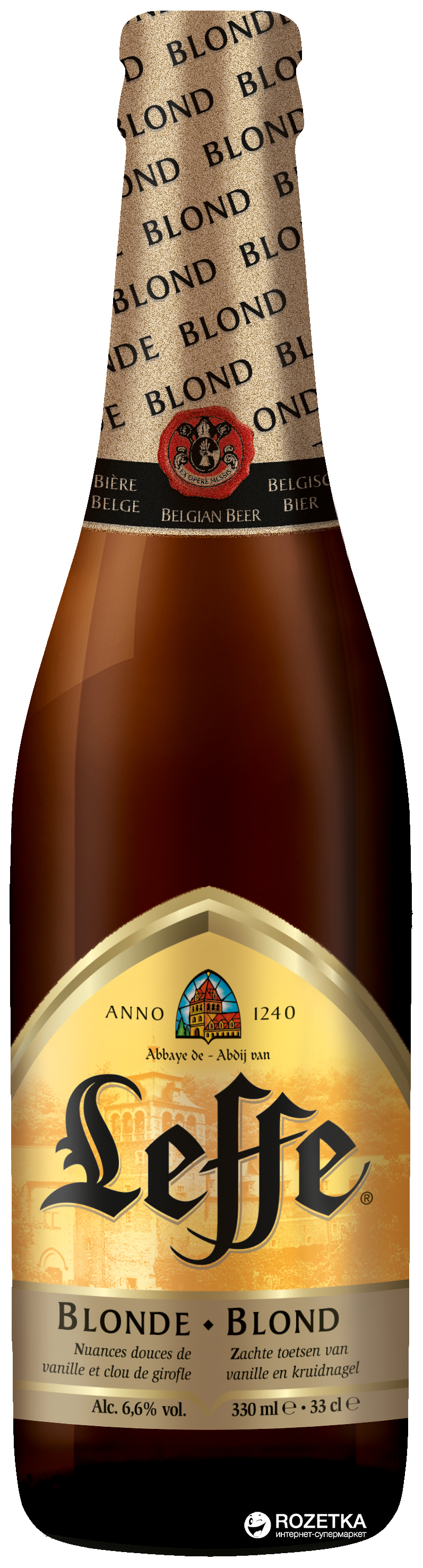 Упаковка пива Leffe Blonde светлое фильтрованное 6.4% 0.33 л x 24 шт  (5410228142089)