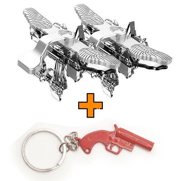 

Игровые контроллеры Marpiel Fallen Angel (геймпад триггеры курки для смартфона для PUBG) серебряные + брелок Flare Gun