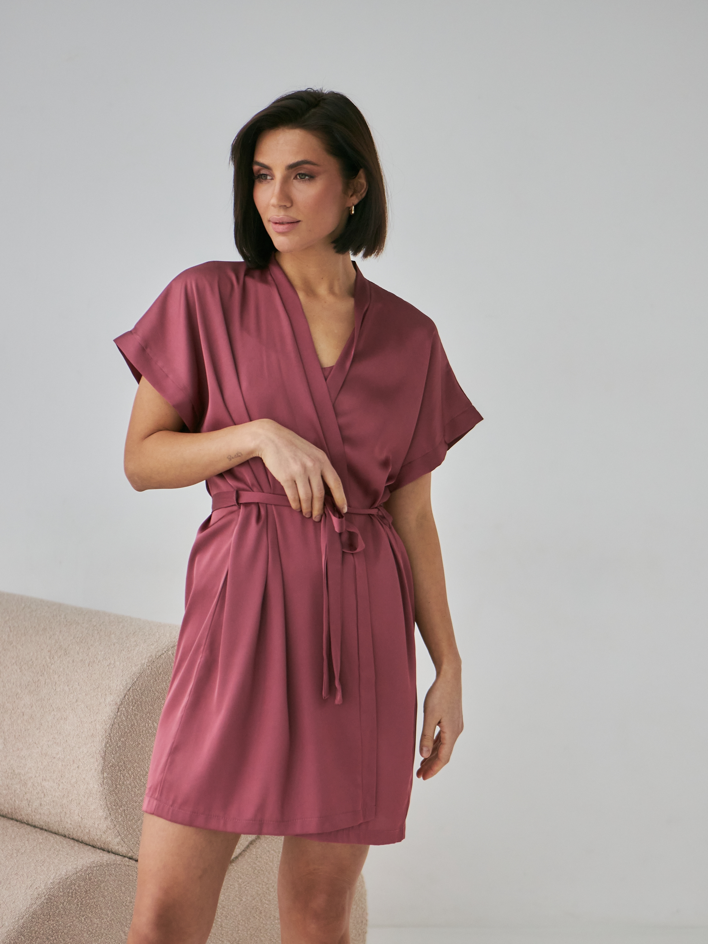 Акція на Халат жіночий BARWA garments 0242 S/L Темно-рожевий від Rozetka