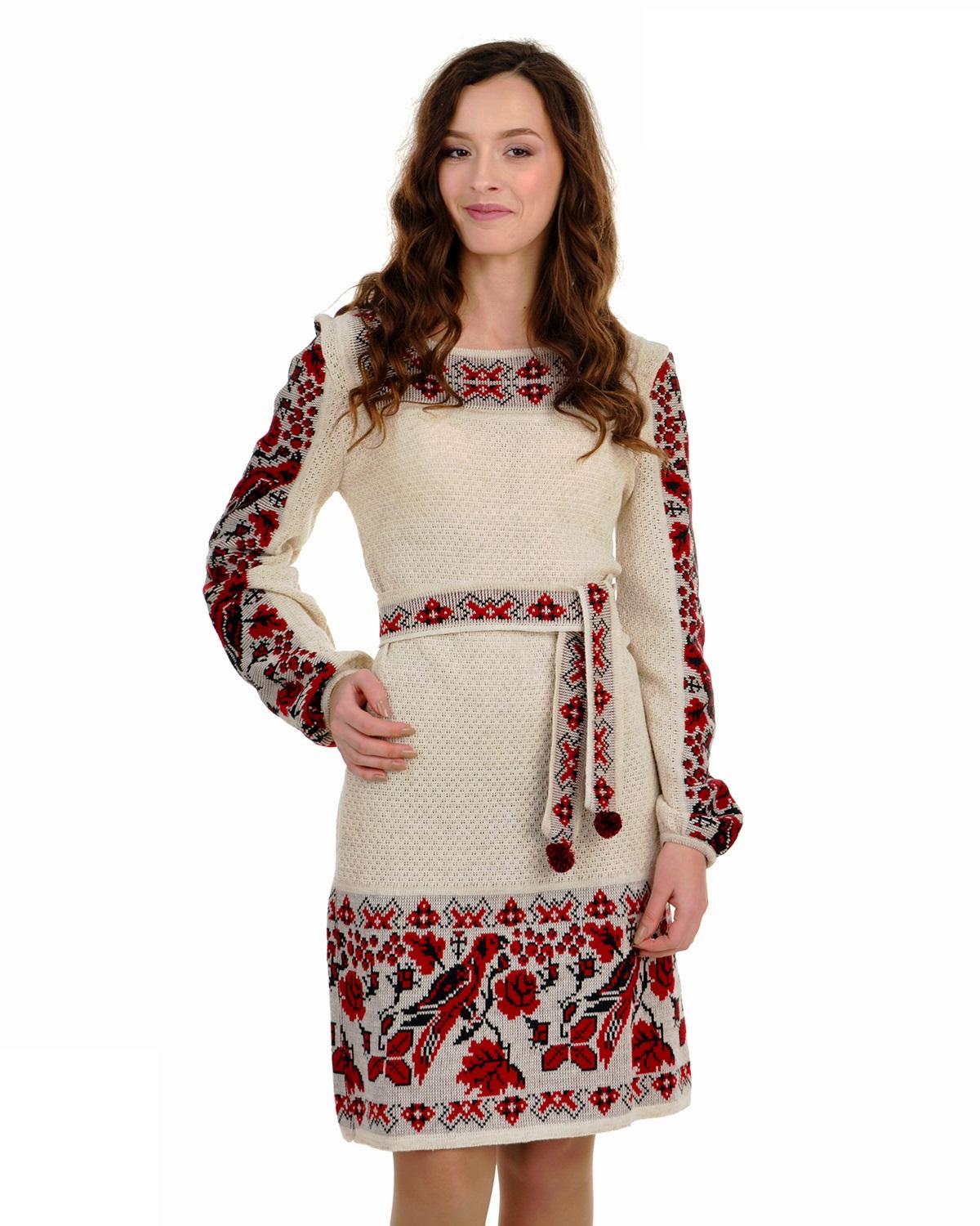 Вязаное женское платье "Птички" 0509 46 размер от продавца: Viburnun ...