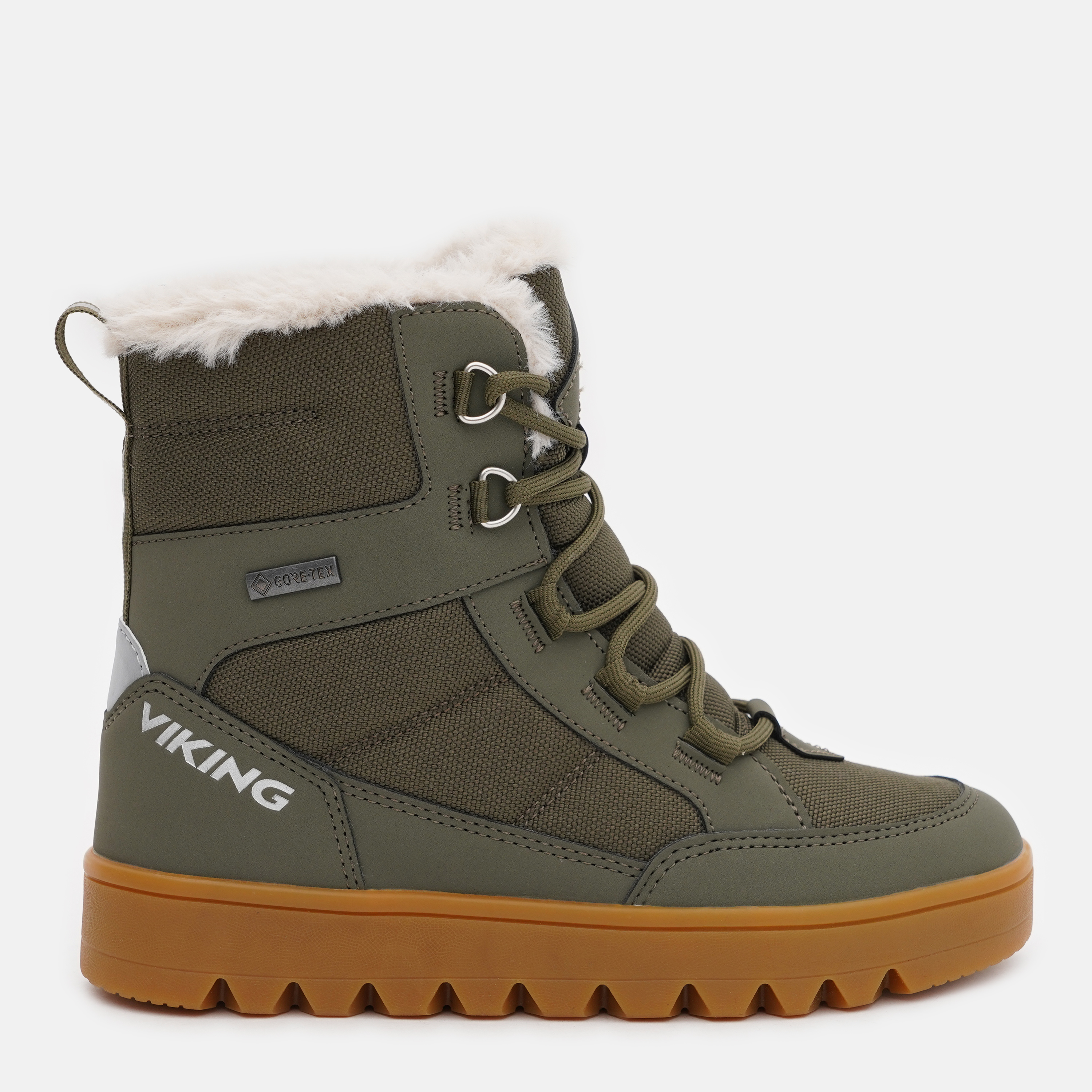 Акція на Підліткові зимові черевики для хлопчика Viking Fleek Warm GTX Zip 3-93810-9237 35 Темно-зелені від Rozetka