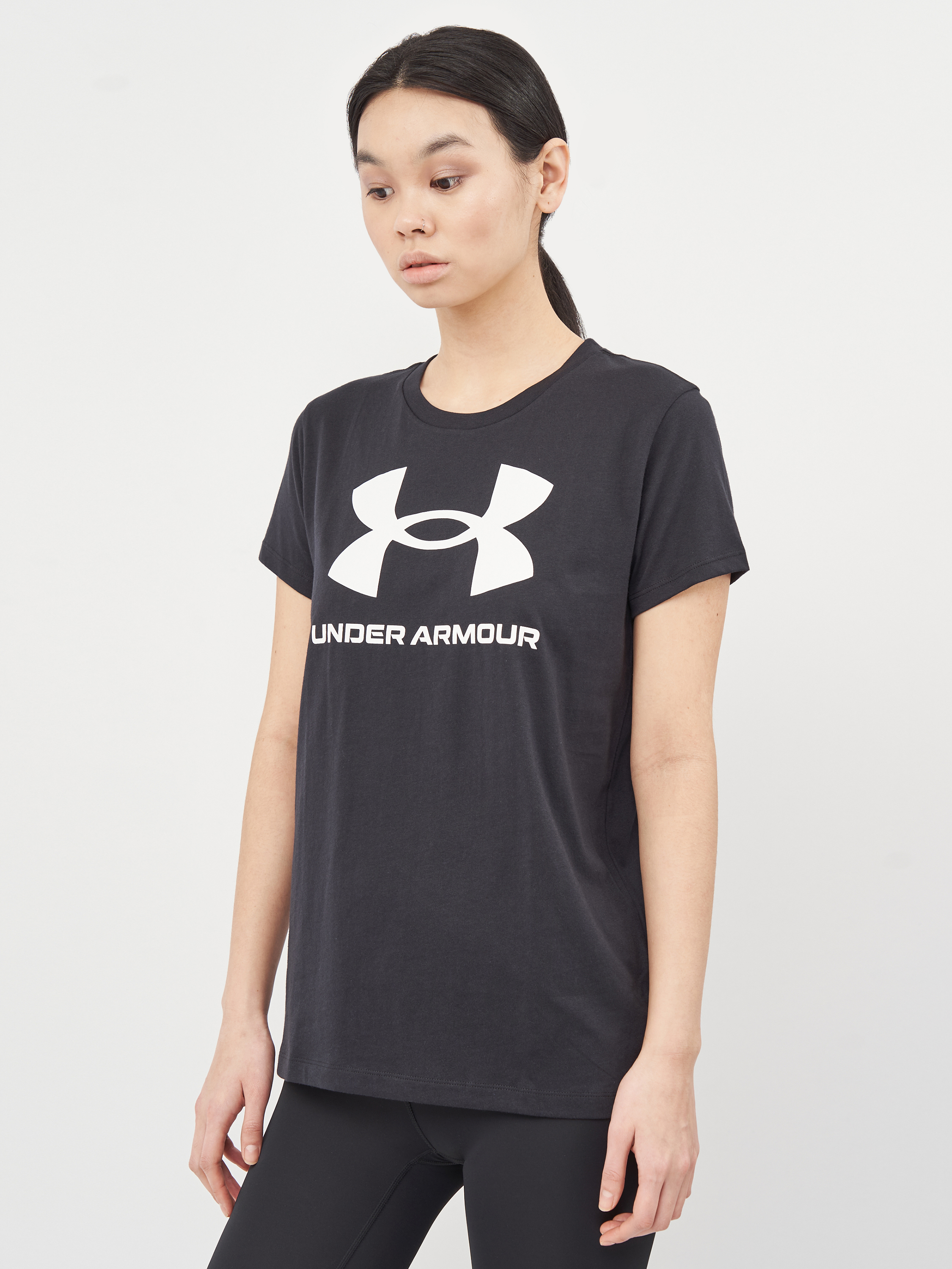 Акція на Футболка жіноча Under Armour Ua W Sportstyle Logo Ss 1356305-001 XS Чорна від Rozetka