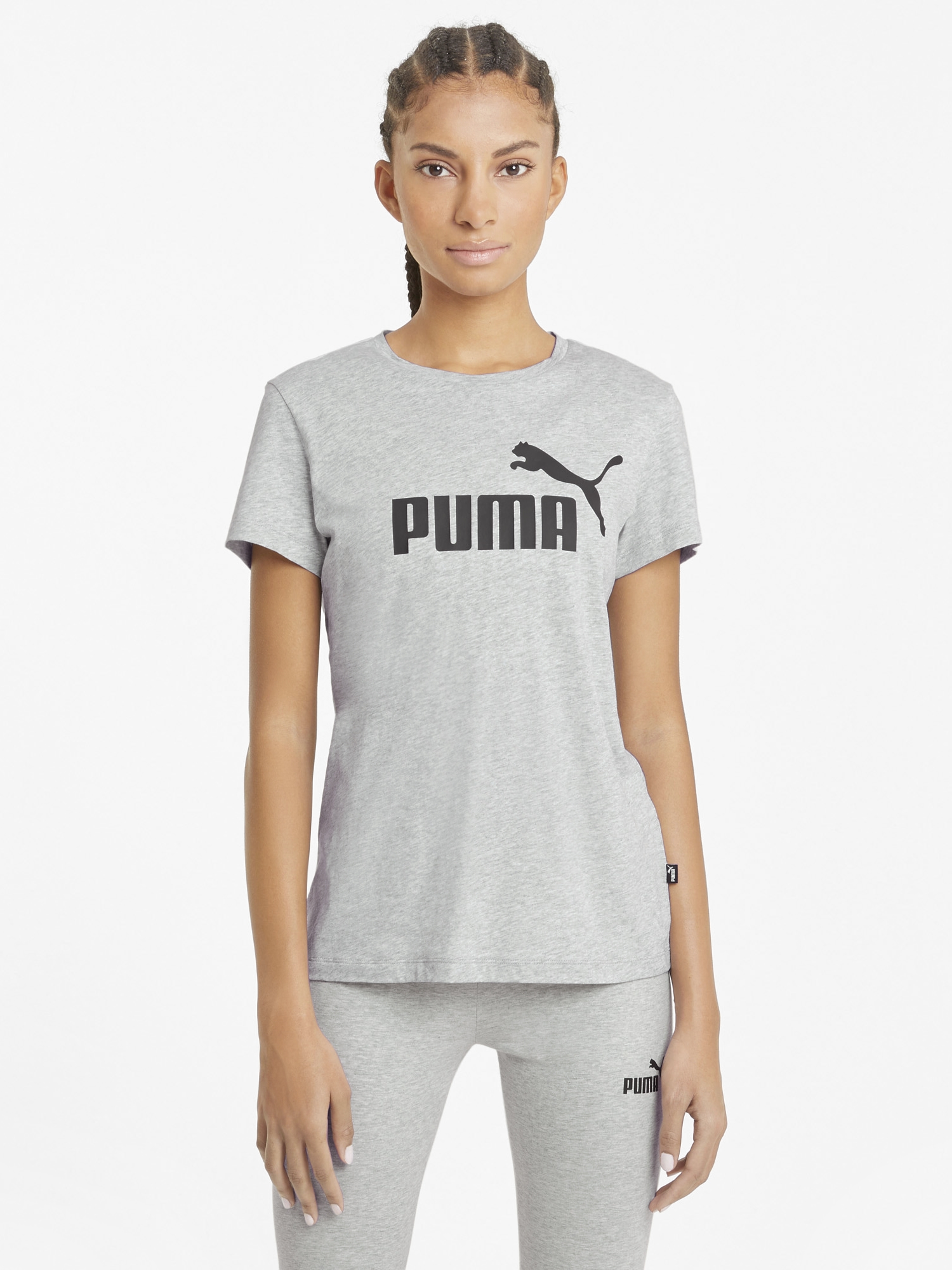 Акція на Футболка бавовняна жіноча Puma Ess Logo Tee 58677404 XS Light Gray Heather від Rozetka