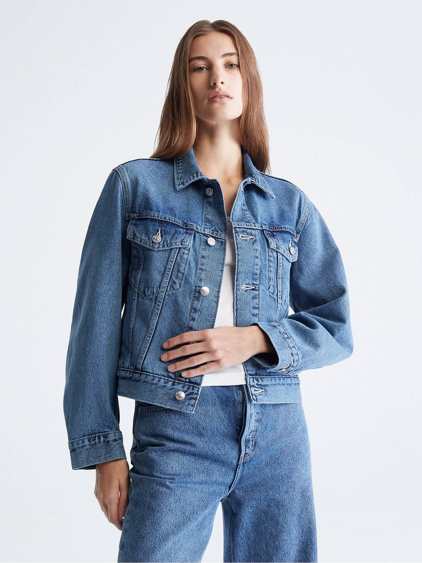 Джинсовая куртка женская Calvin Klein 615484717 L Синяя (1159797639 ...
