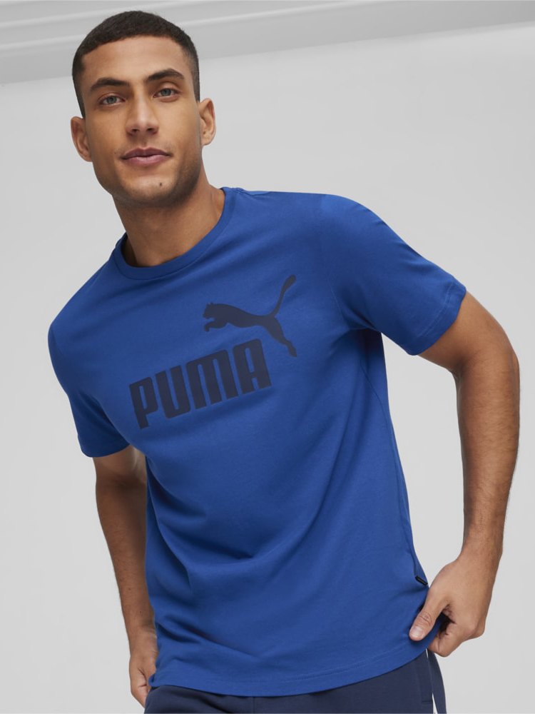 Акція на Футболка чоловіча Puma Essentials Foundation 58666759 M Синя з принтом від Rozetka
