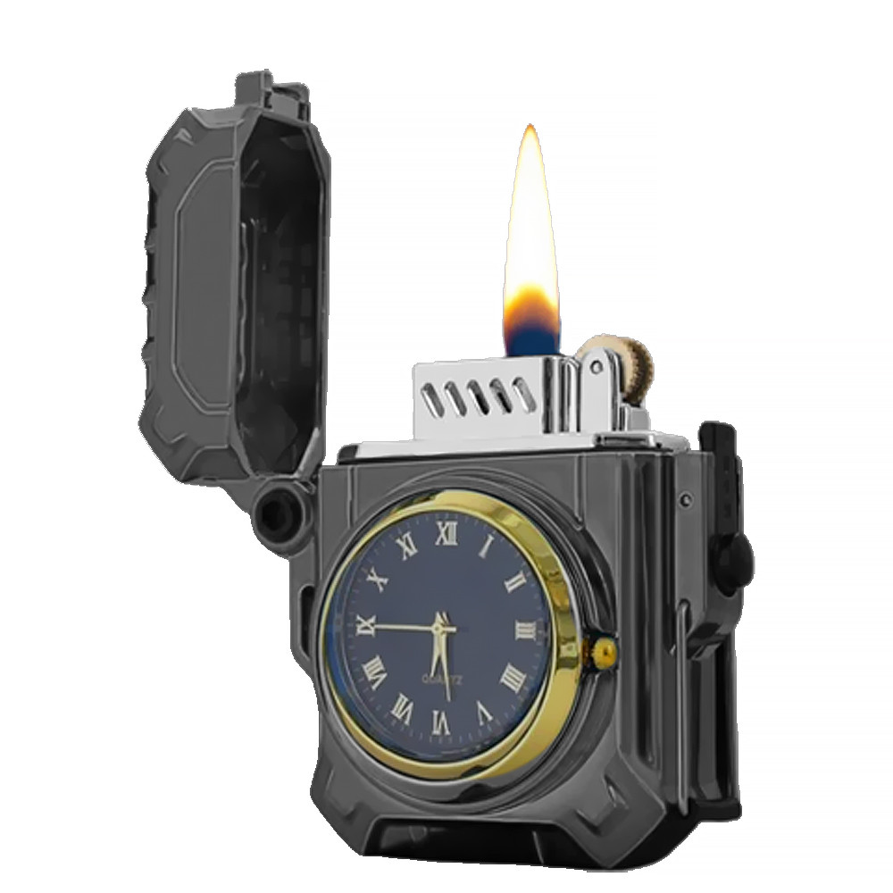 Бензиновая Зажигалка + Часы В Коробке "Lighter With Clock Gray" – фото ...