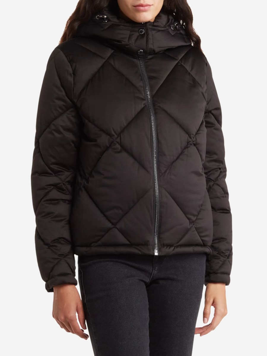 Акция на Куртка демісезонна коротка з капюшоном жіноча Calvin Klein 595357481 XL Чорна от Rozetka