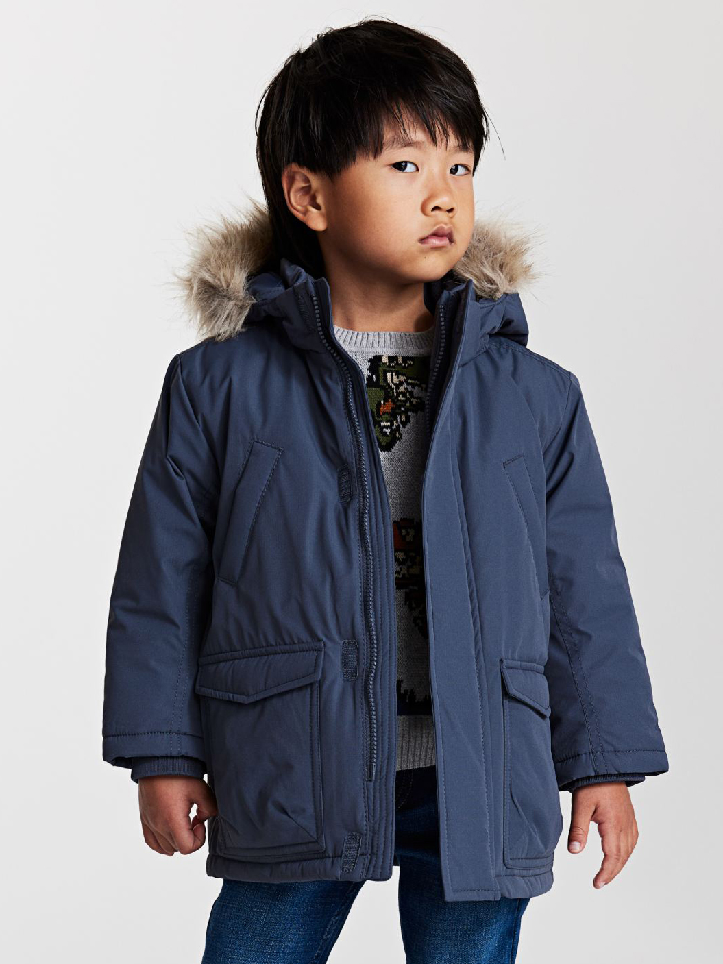Акція на Дитяча демісезонна куртка-парка для хлопчика H&M WW1179928 98-104 см Сіро-синя від Rozetka