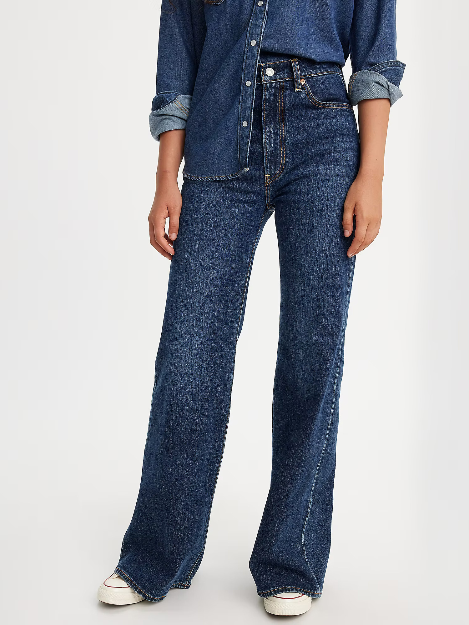 Levi's high waisted loose taper jeans in light wash blue