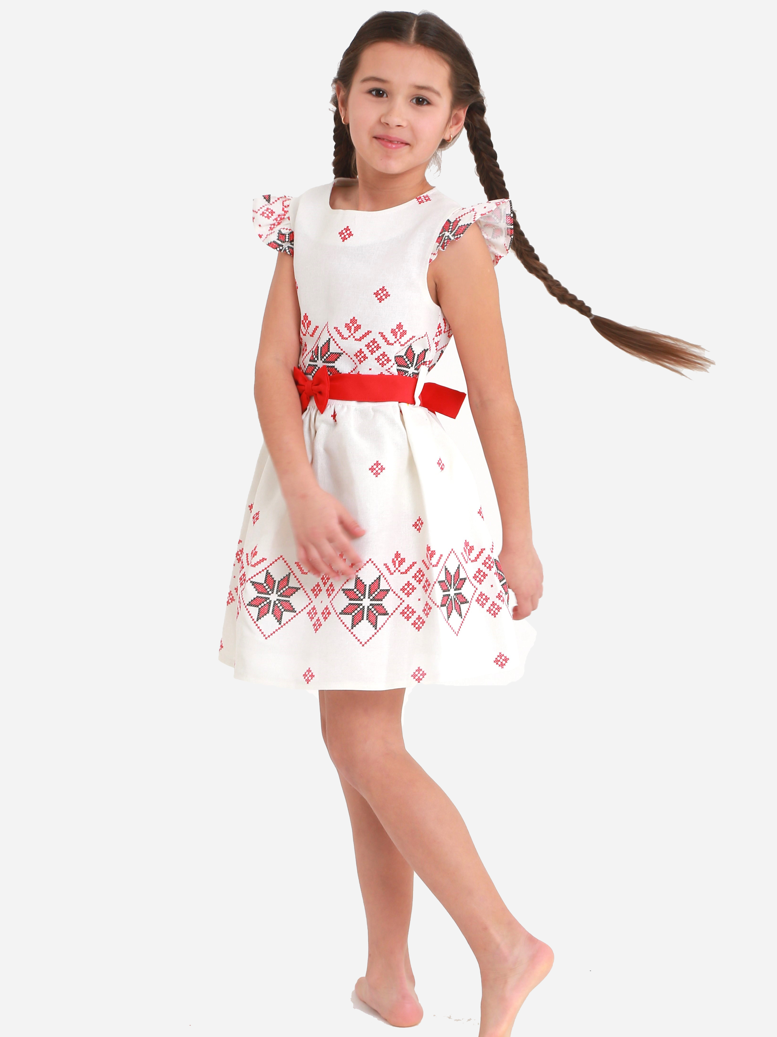 Акція на Дитяче літнє плаття-вишиванка для дівчинки Ластівка 23_2067 134 см Біле від Rozetka