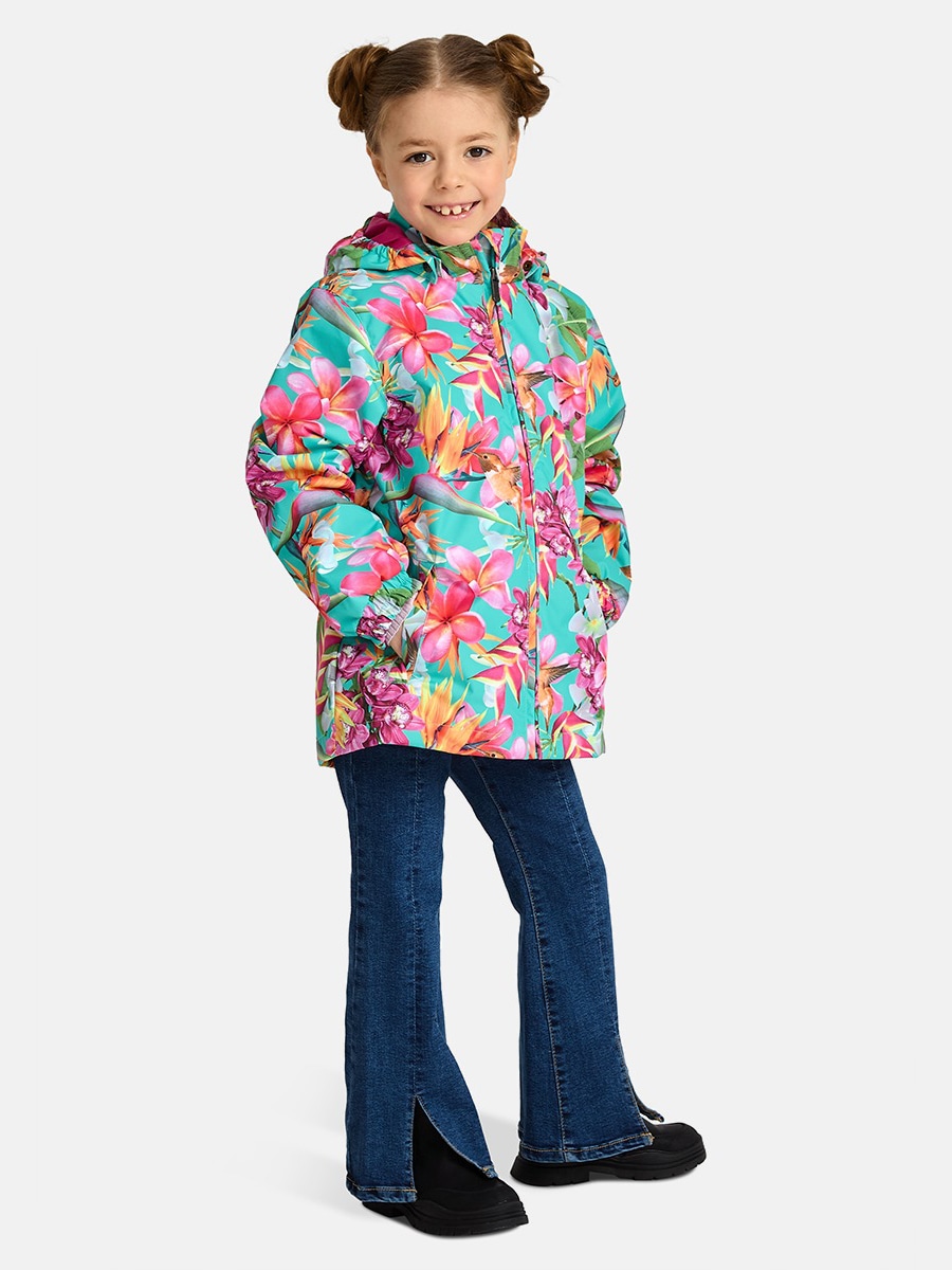 Акція на Дитяча довга демісезонна куртка для дівчинки Huppa Joly 17840004-44099 104 см Різнокольорова з принтом від Rozetka