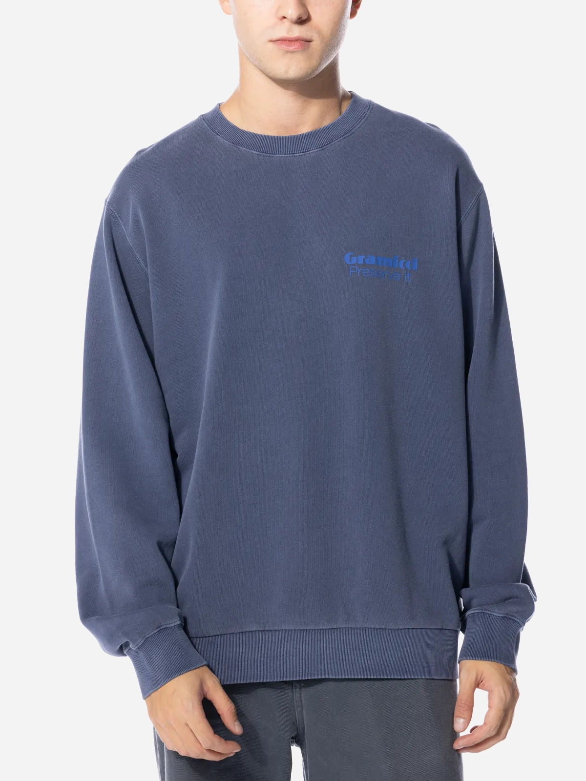 Акція на Світшот оверсайз чоловічий Gramicci Preserve-It Sweatshirt "Navy Pigment" G3FU-J077-NAVY-PIGME XL Темно-синий від Rozetka