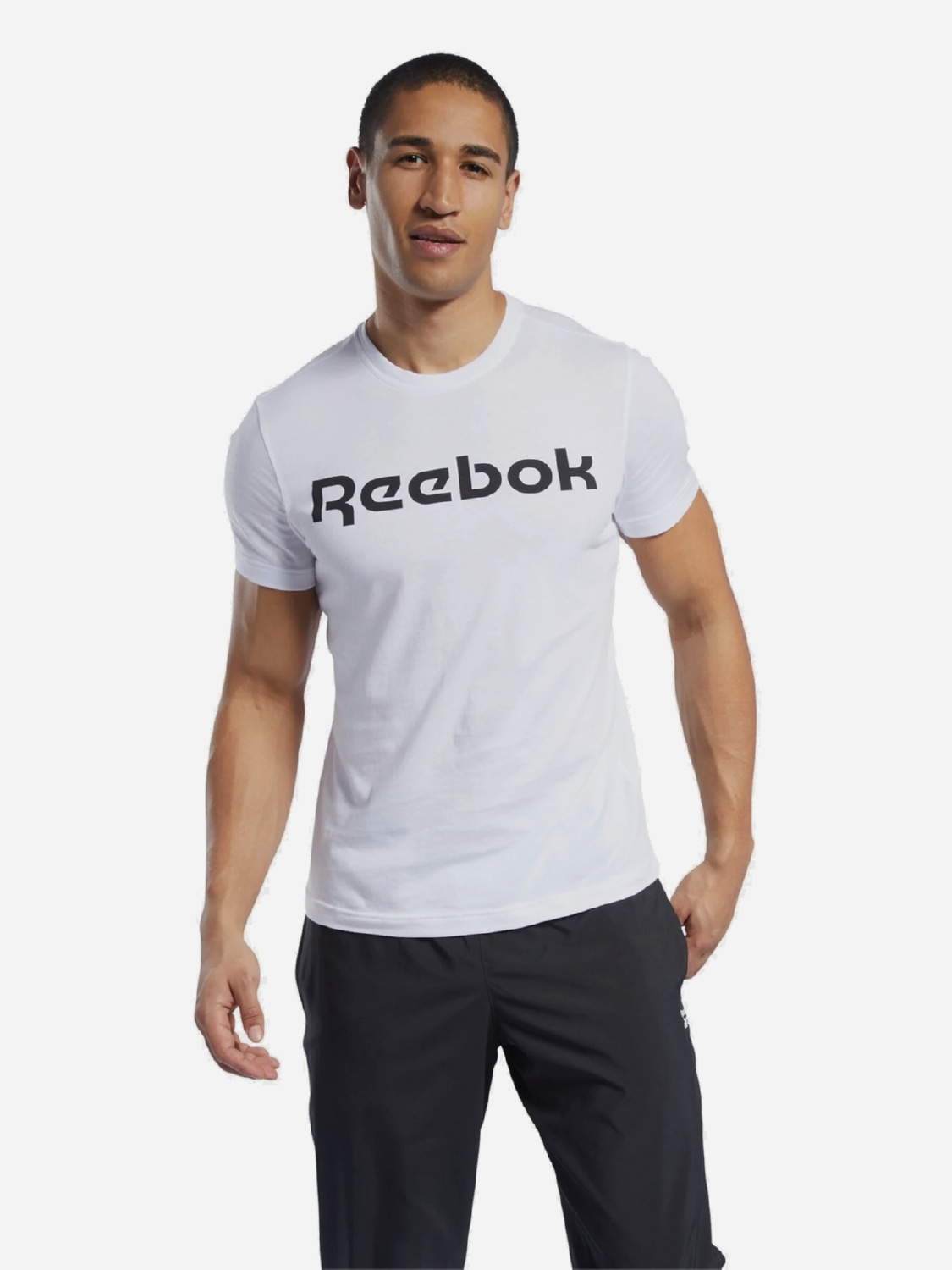 Акція на Футболка бавовняна довга чоловіча Reebok Gs Reebok Linear Rea 100038781 L Біла від Rozetka