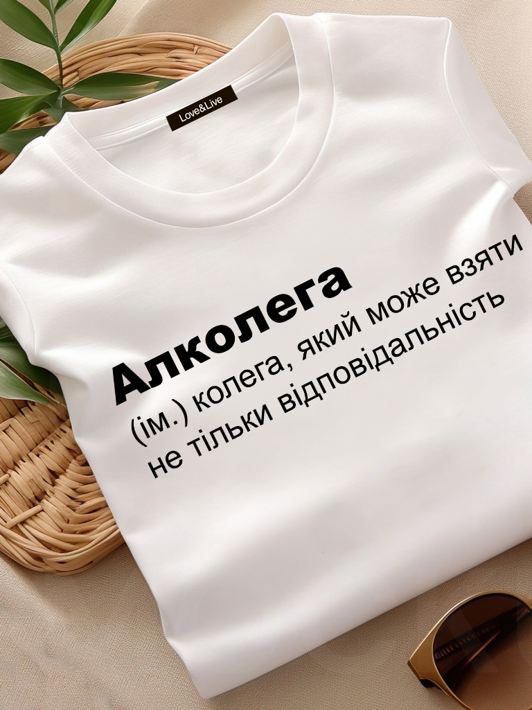 Акція на Футболка бавовняна довга жіноча Алколлега LLP04564 M Біла від Rozetka