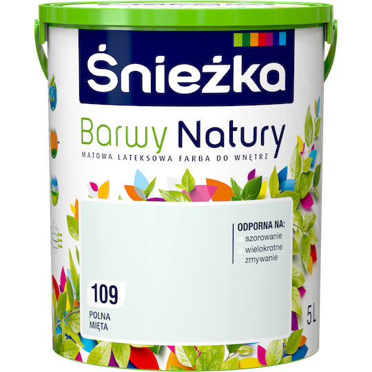 

Матовая латексная краска для интерьеров Sniezka Barwy Natury 109Т Мятный ПОЛЕВАЯ МЯТА 5л