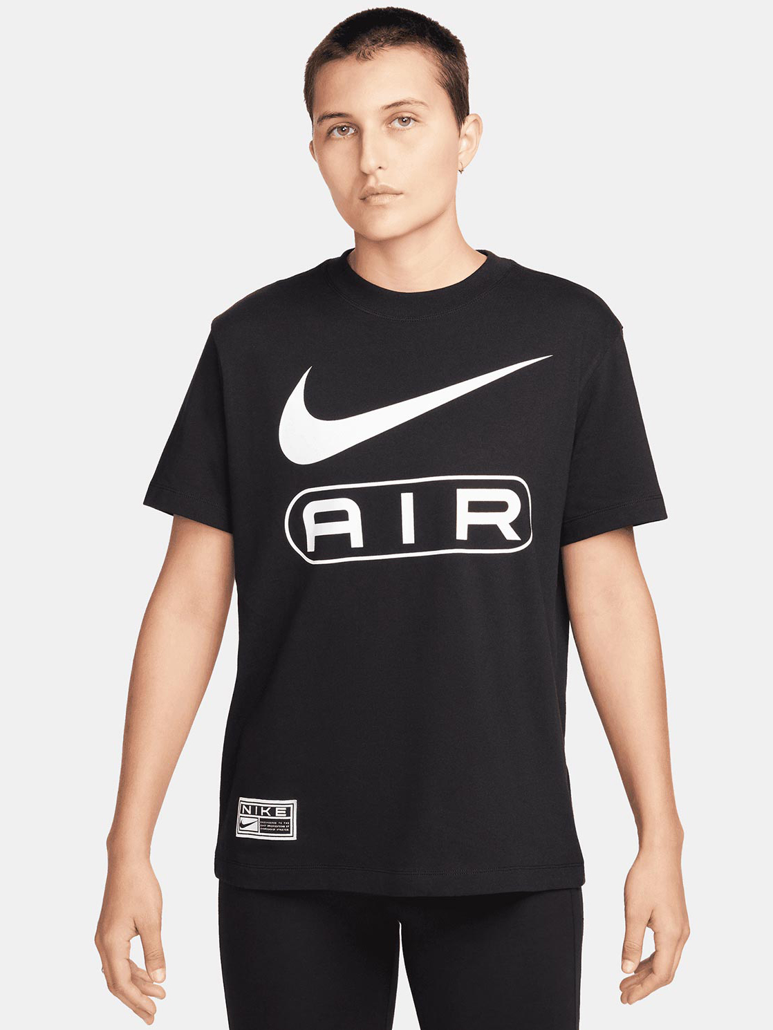 Акція на Футболка бавовняна оверсайз довга жіноча Nike Tee Air FV8002-010 S Чорний/Білий від Rozetka