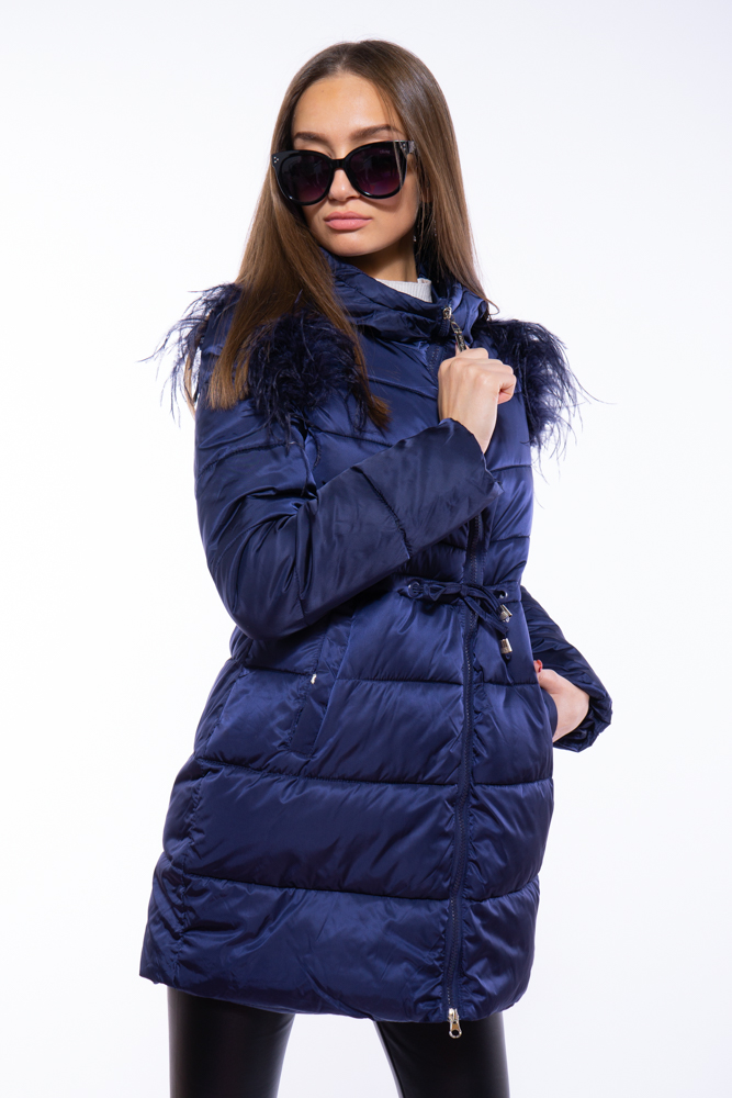 

Куртка женская с перьевой отделкой Time of Style 120PSKL2205 40 Темно-синий