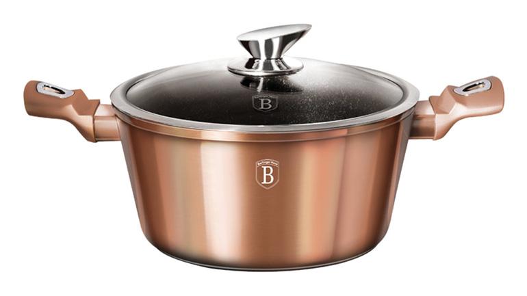 

Кастрюля Berlinger Haus Rose Gold 2.5 л Ø20 см индукционна со стеклянной крышкой с пароотводом и антипригарным покрытием (BH-1514N)