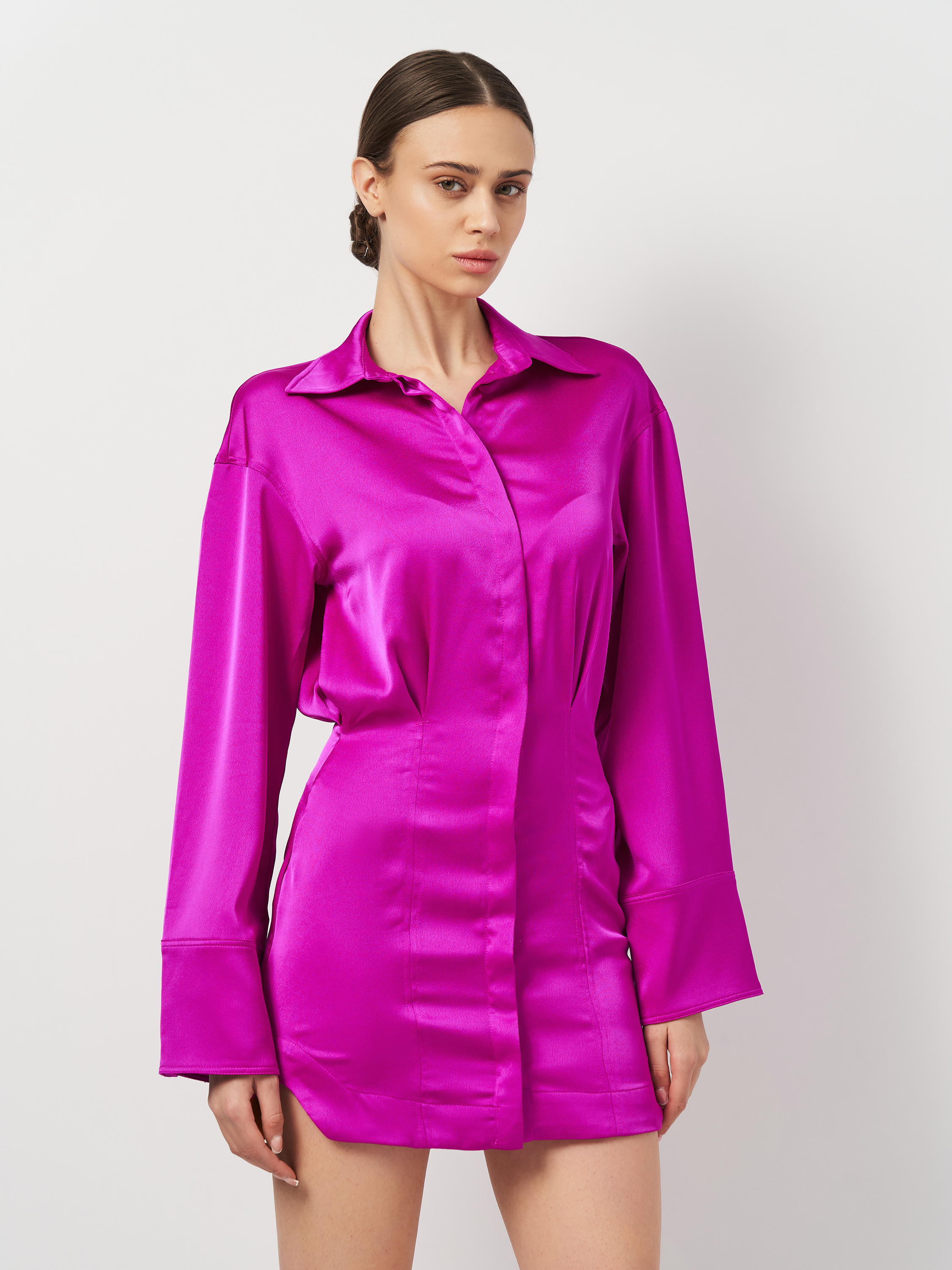 Акція на Сукня-рубашка коротка осіння жіноча H&M 1124358 XS Фіолетова від Rozetka