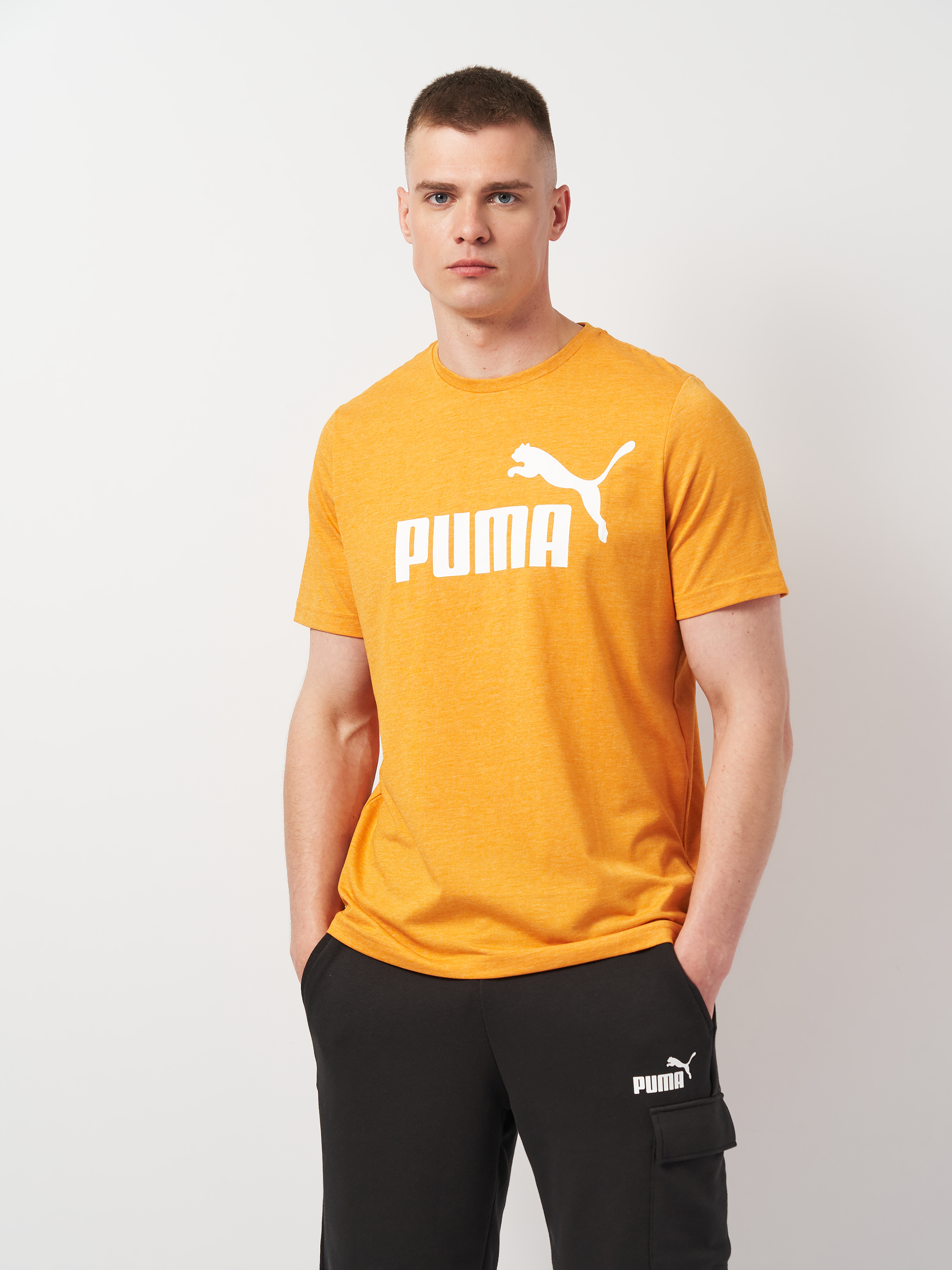 Акція на Футболка чоловіча Puma Essentials Foundation 58673691 L Жовта з принтом від Rozetka