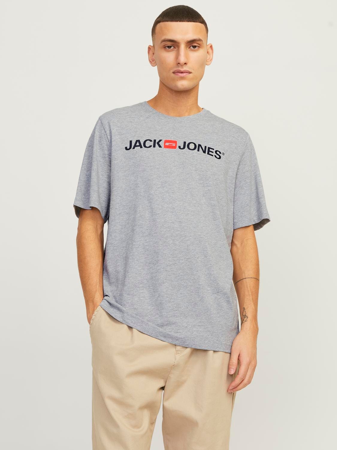 Акція на Футболка Jack & Jones 12137126-54013 L Light Grey Melange від Rozetka