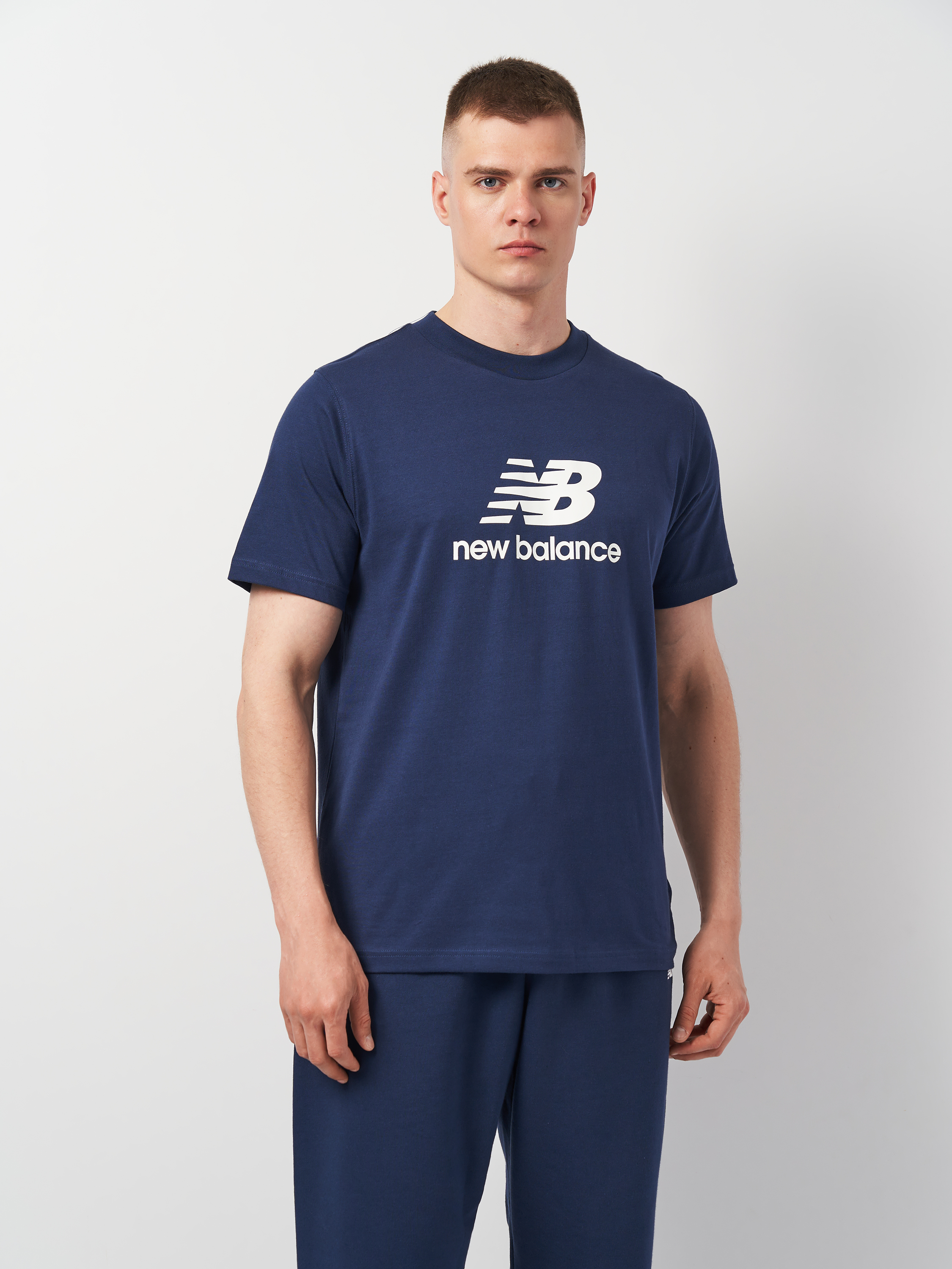 Акція на Футболка довга чоловіча New Balance Stacked Logo MT41502NNY 2XL Синя від Rozetka