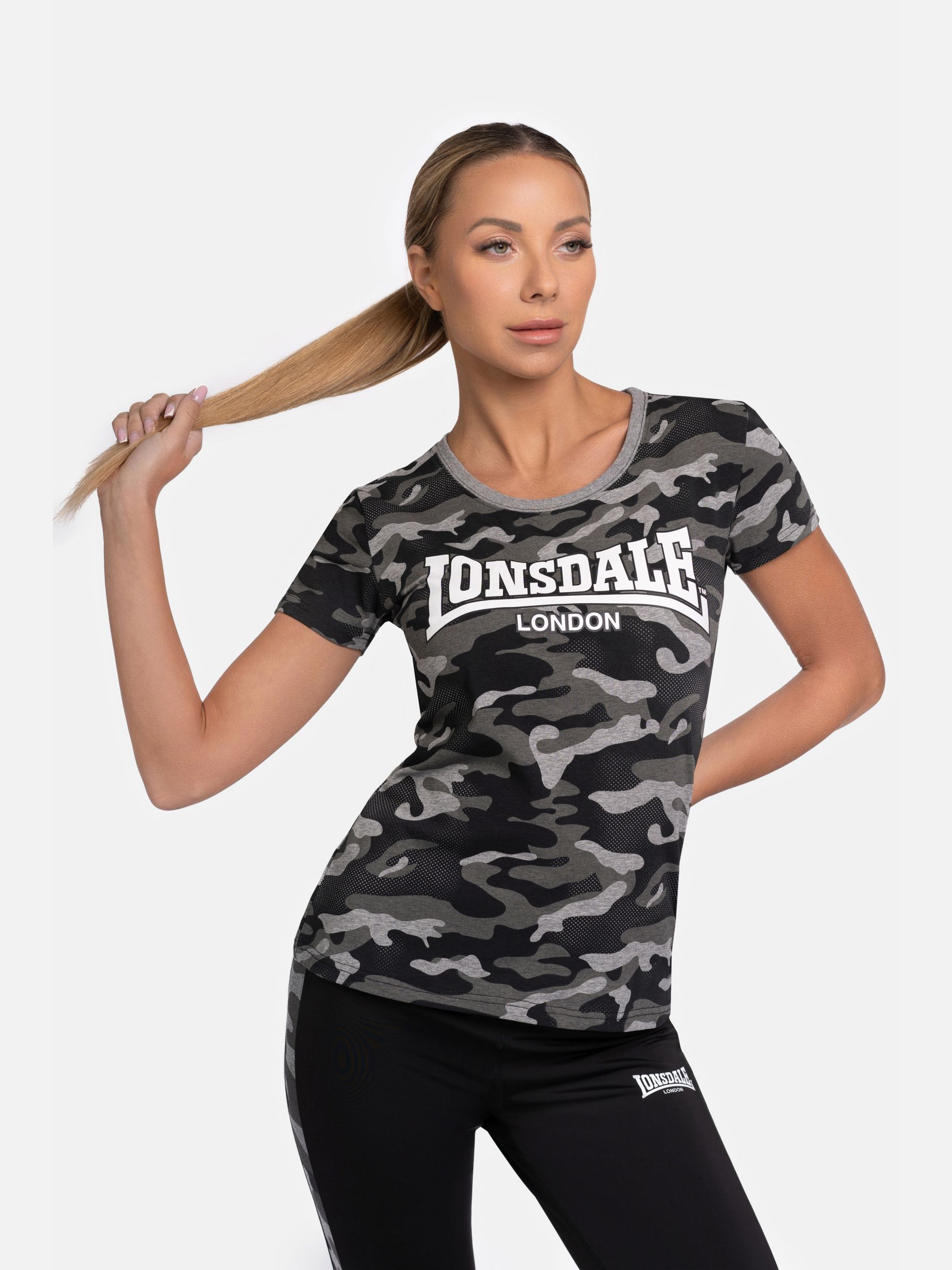 Акція на Футболка бавовняна жіноча Lonsdale Settiscarth 117581-8259 M Камуфляжний/Сірий від Rozetka