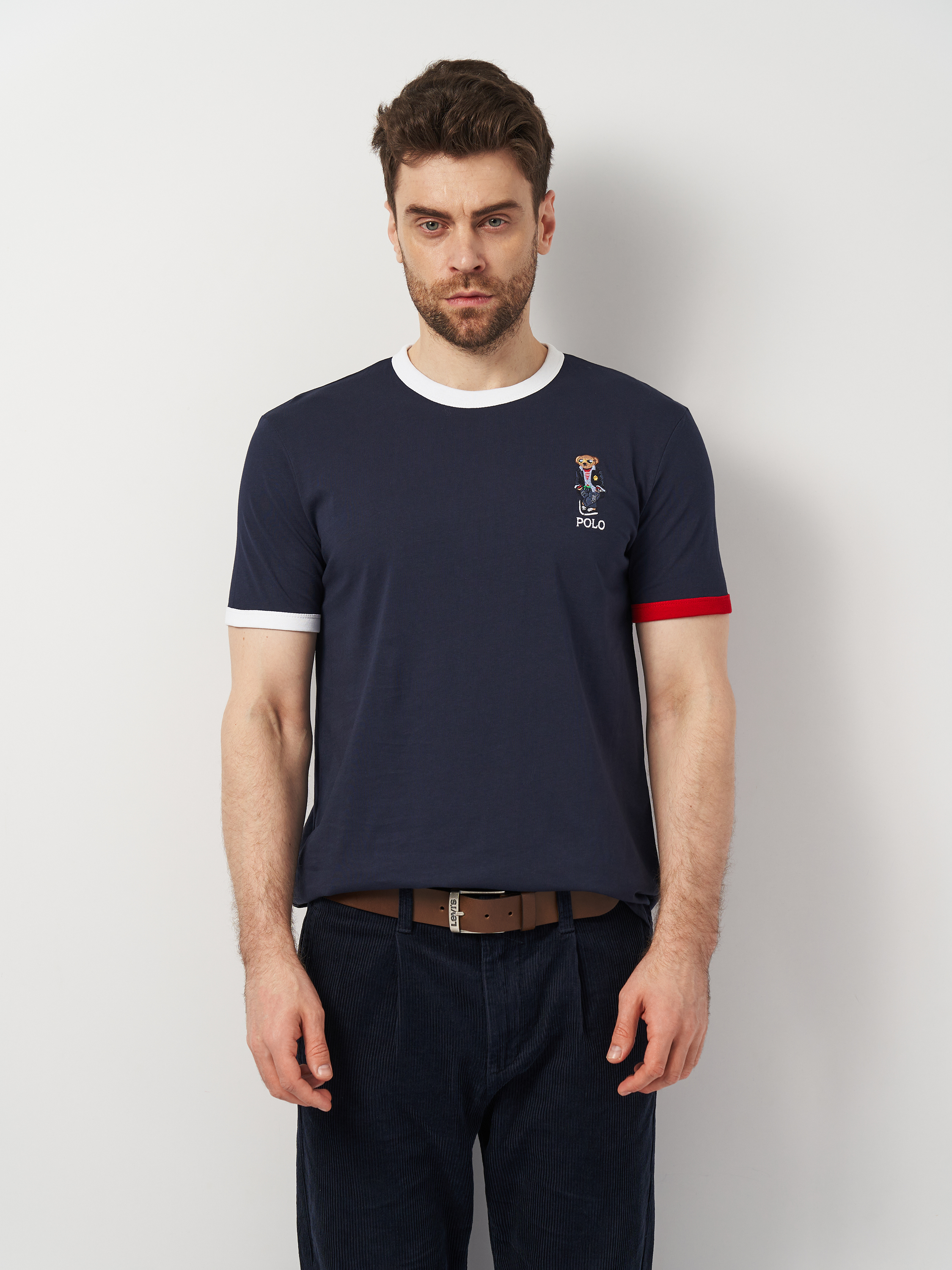 Акція на Футболка чоловіча Polo Ralph Lauren 11320.3 XL (50) Темно-синя від Rozetka