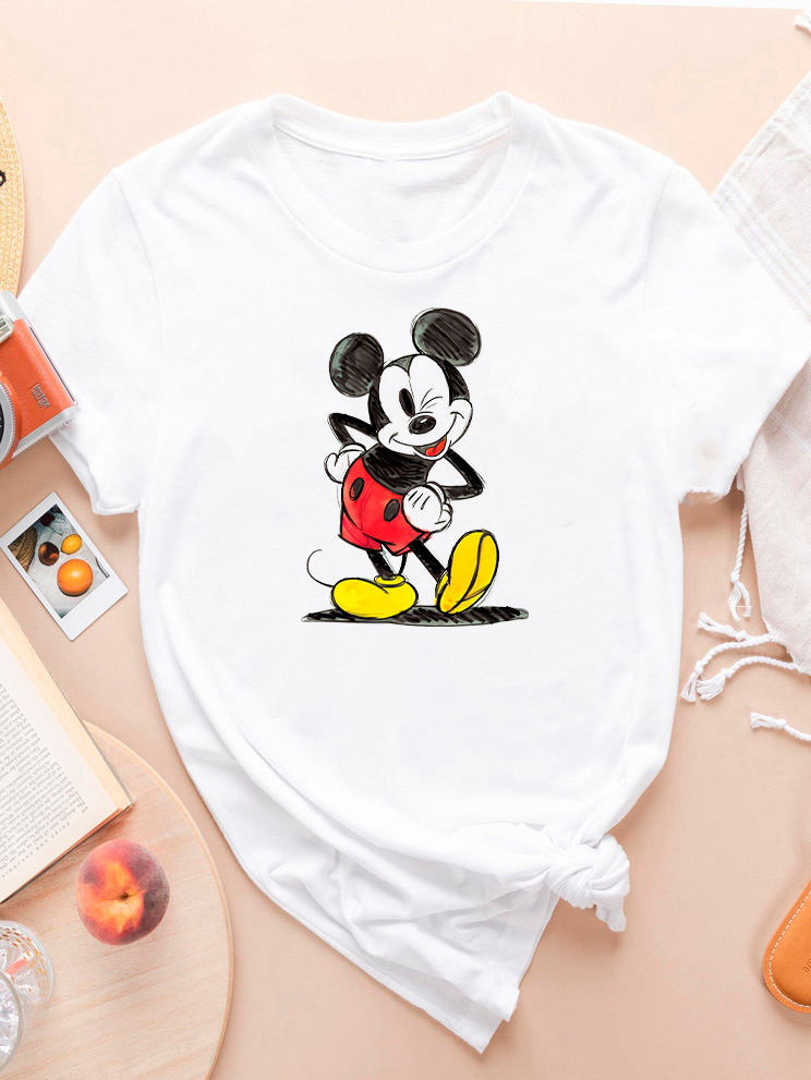 Акція на Футболка бавовняна жіноча Zuzu Vintage Mickey Style ZZP00814 XL Біла від Rozetka