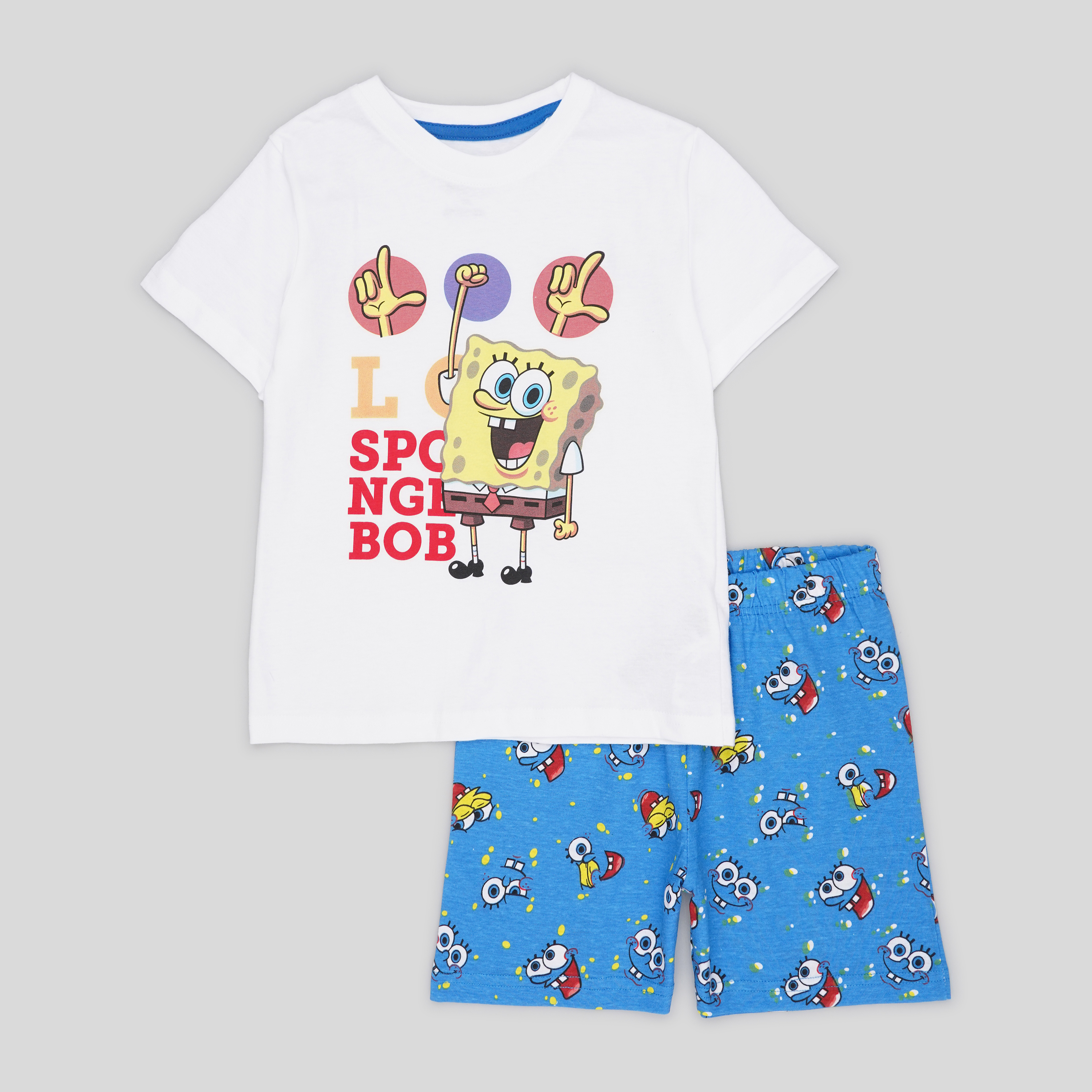Акція на Дитяча літня піжама для хлопчика Disney Sponge Bean SB-52-04-203-W 122 см Біла/Блакитна від Rozetka