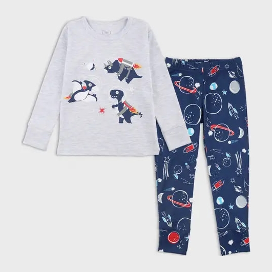 Акція на Дитяча піжама для хлопчика Flamingo 256-086 116 см Меланж/Темно-синя від Rozetka