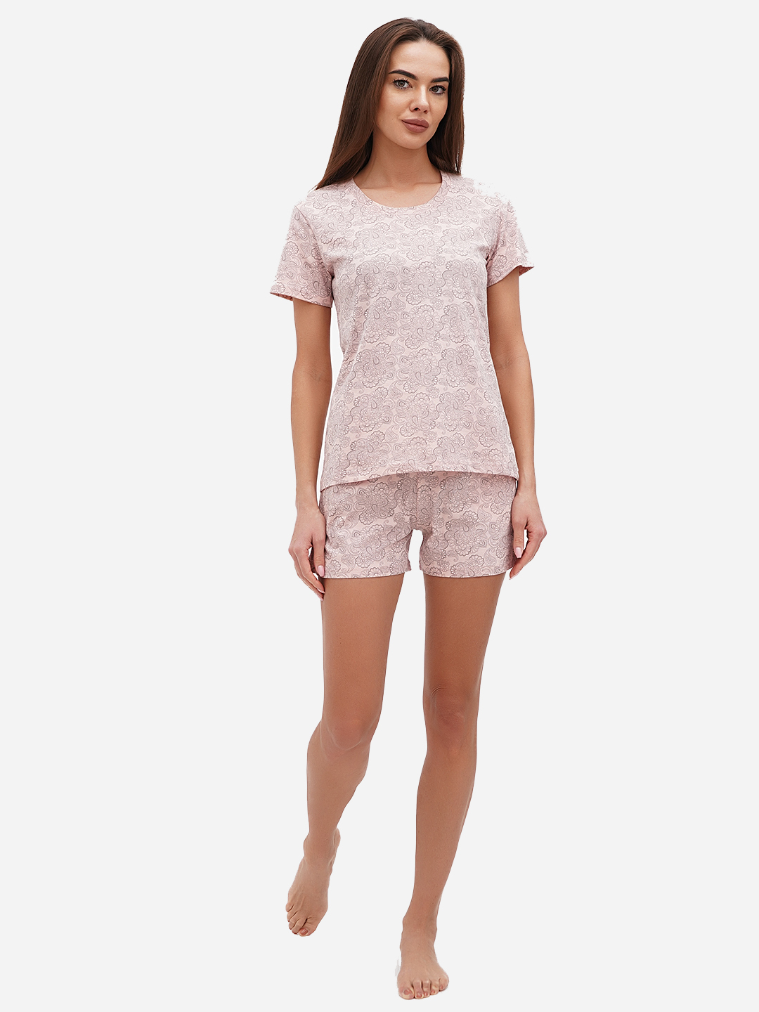 Акція на Піжама (футболка + шорти) жіноча великих розмірів бавовняна LUCCI 120131019а 46 Рожева від Rozetka