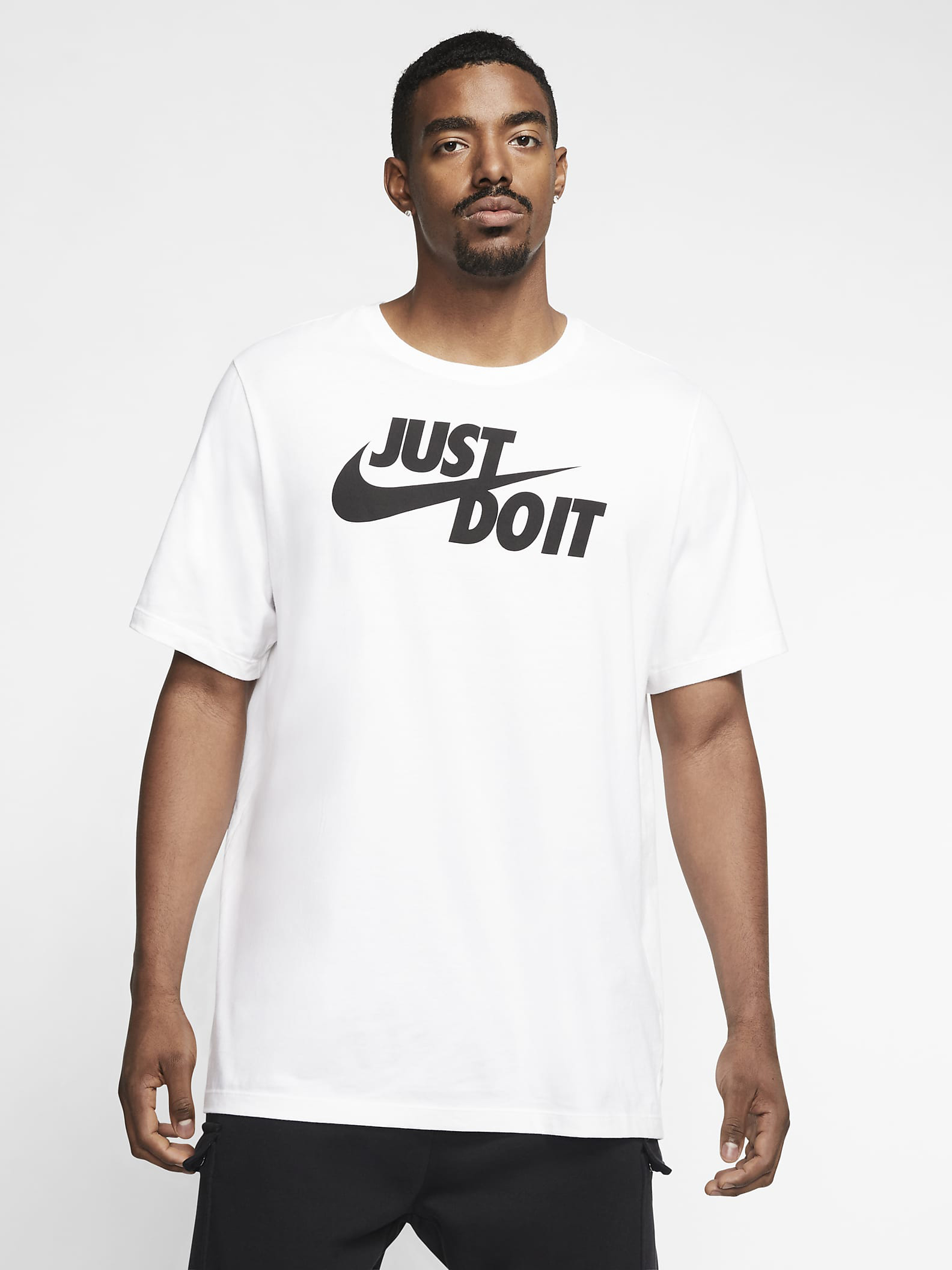 Акція на Футболка бавовняна довга чоловіча Nike M Nsw Tee Just Do It Swoosh AR5006-100 XL Біла З принтом від Rozetka