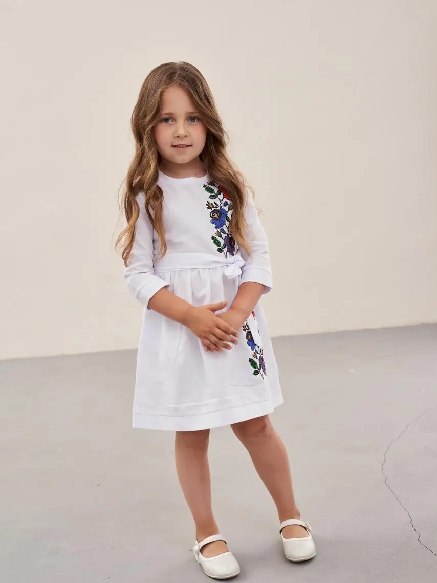 Акція на Дитяча сукня-вишиванка для дівчинки MEREZHKA Мальва ksd067 110-116 см Біла від Rozetka