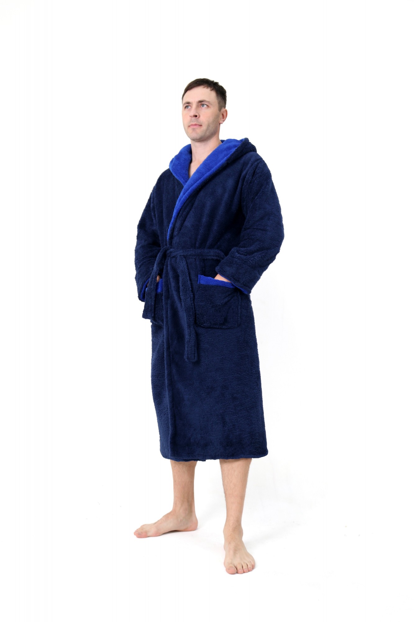 

Мужской халат махровый Amelino Синий 3XL