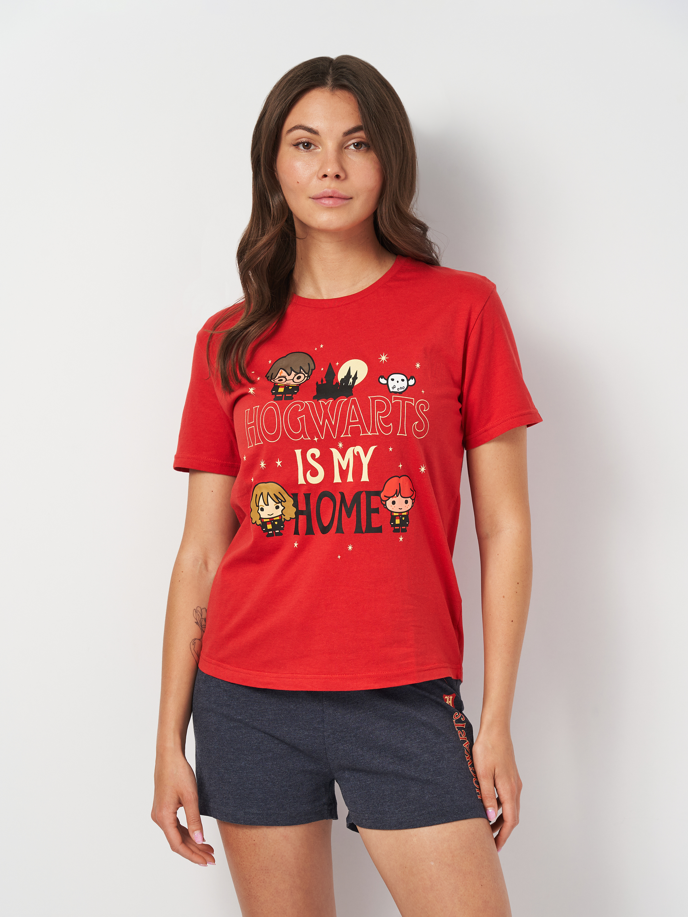 Акція на Піжама (футболка + шорти) жіноча бавовняна Disney Harry Potter 2200009101 M Темно-червона від Rozetka