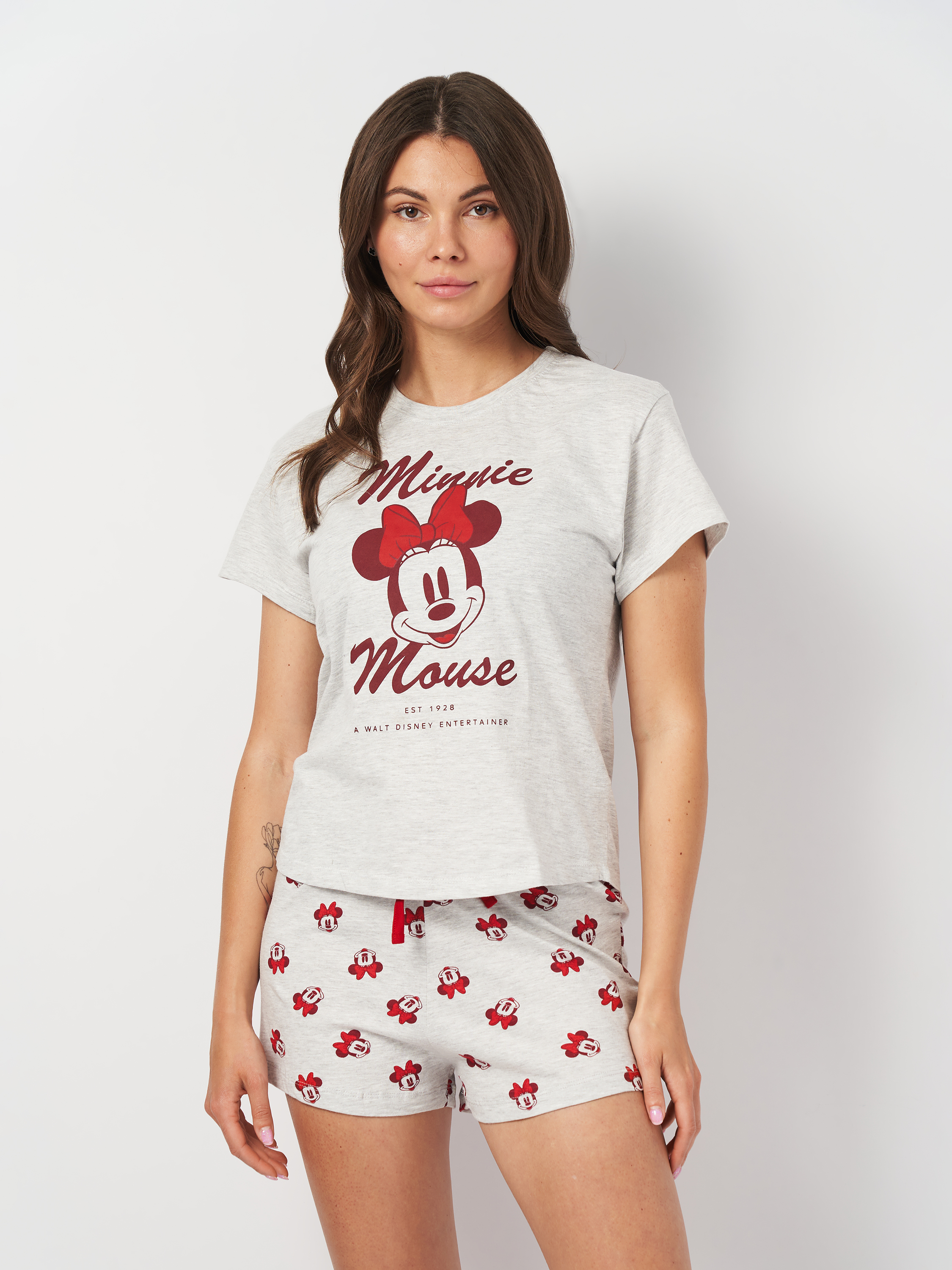 Акція на Піжама (футболка + шорти) жіноча бавовняна Disney Minnie 2200009278 XS Сіра від Rozetka