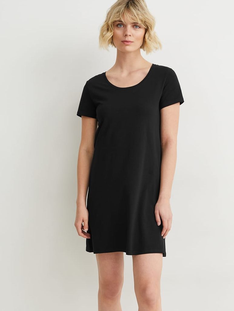 Акція на Сукня-футболка коротка літня жіноча C&A FL2167389-Black L Чорна від Rozetka