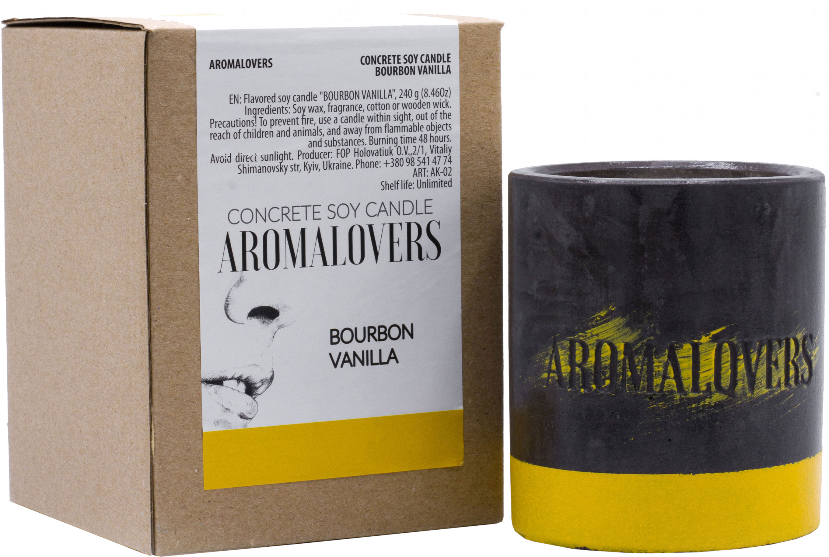 Акція на Ароматическая свеча Aromalovers Бурбонская ваниль соевая в бетоне 240 г (ROZ6300000036) від Rozetka UA